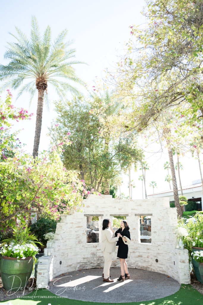 Beautiful outdoor greenery wedding and elopement at The Scott Resot and Spa. Photos by elopement photographer, DePoy Studios.