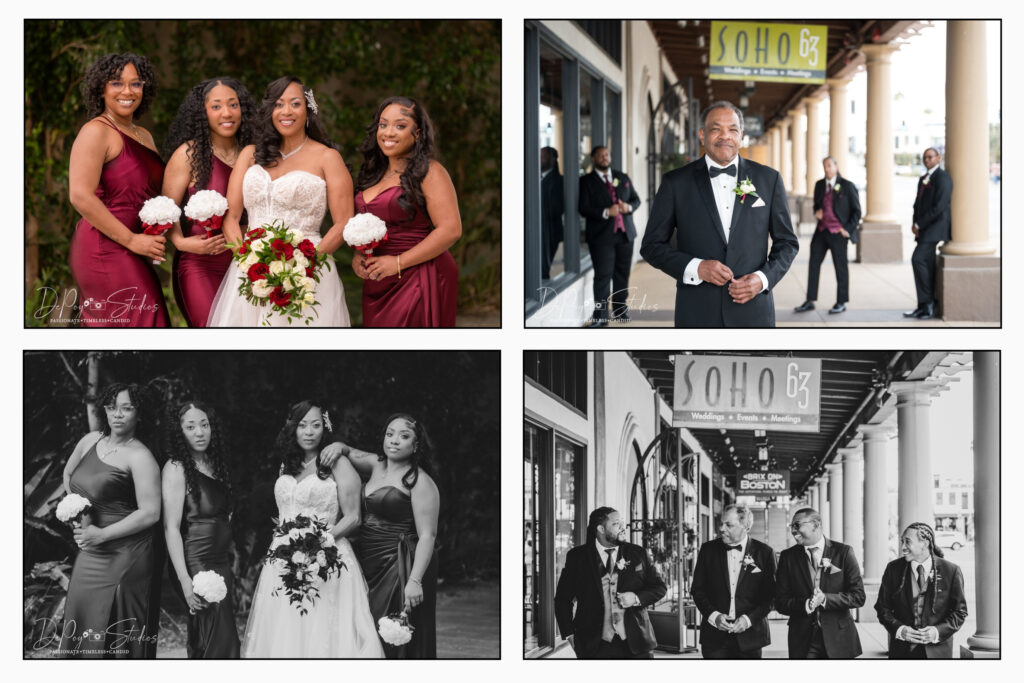 Bride & bridesmaids portrait by SoHO63 wedding photographer, DePoy Studios