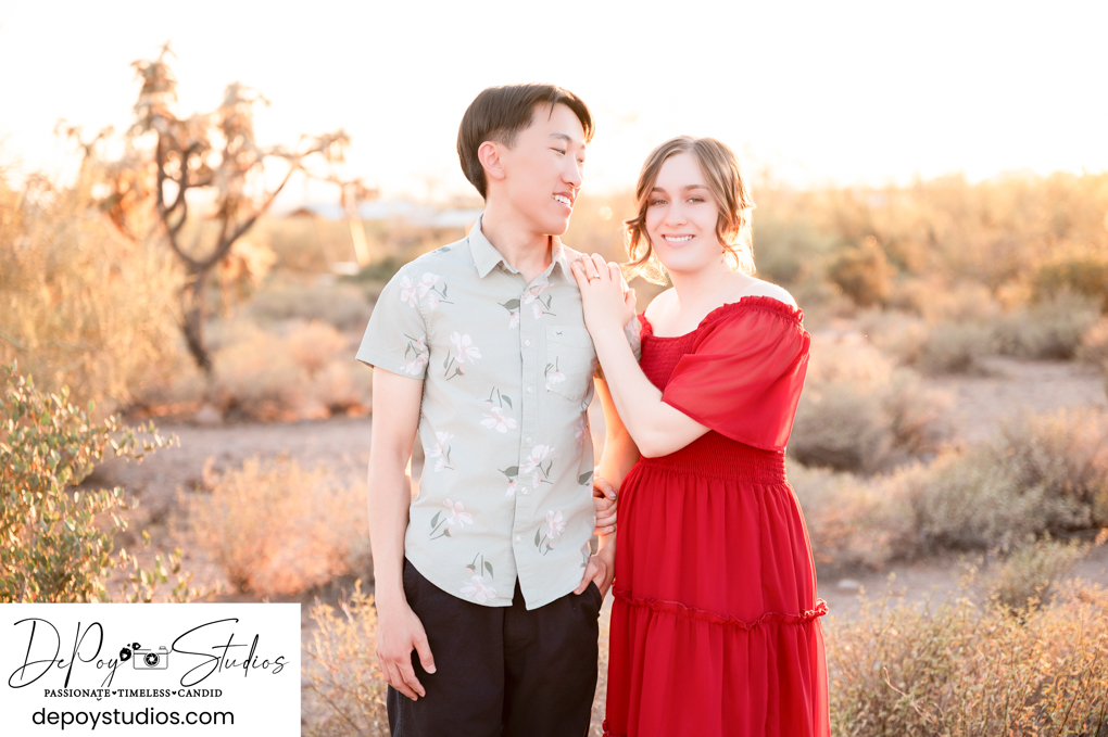 Superstition Mountains engagement session in the beautiful desert.
