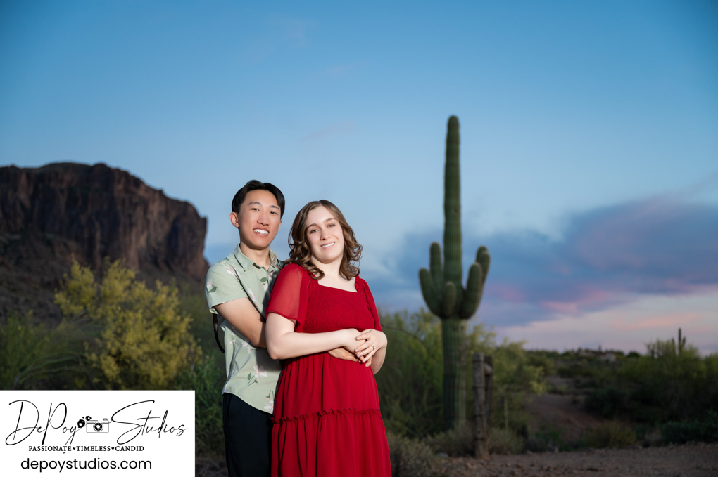 Arizona engagement session cactus desert