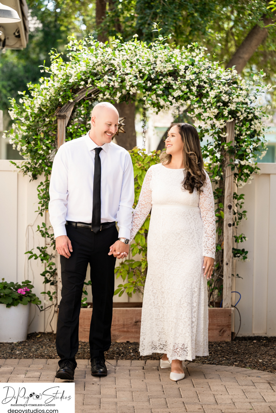 backyard wedding Arizona romantic garden ceremony