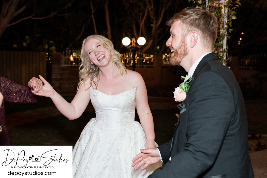nighttime wedding reception